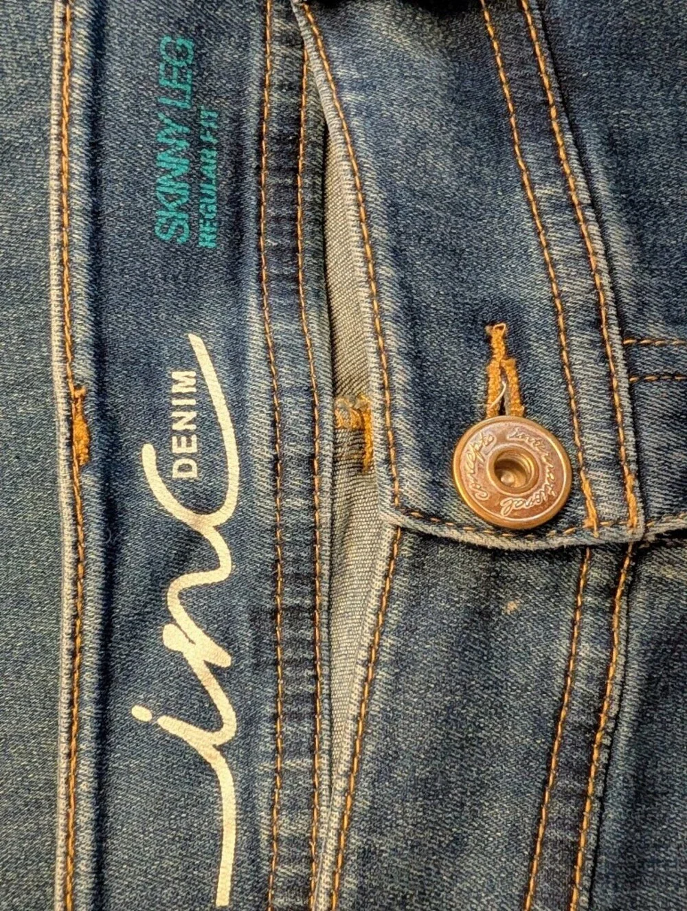 INC 2017 Gold Floral Embroidered Skinny Comfort Jeans Size 12 Pre-owned & Unused